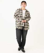 OLLLA21089 eur3(エウルキューブ) 【大きいサイズ】ゆるフィットスキニー裏起毛デニムパンツ ブラック(94)