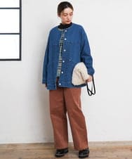 OLLLD02109 eur3(エウルキューブ) 【野呂佳代さん着用/大きいサイズ】コーデュロイワイドストレートパンツ ピンク