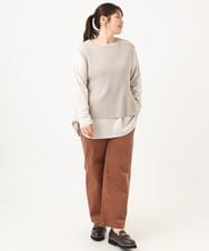 OLLLD02109 eur3(エウルキューブ) 【野呂佳代さん着用/大きいサイズ】コーデュロイワイドストレートパンツ ピンク