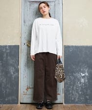 OLLLD02109 eur3(エウルキューブ) 【野呂佳代さん着用/大きいサイズ】コーデュロイワイドストレートパンツ カーキ