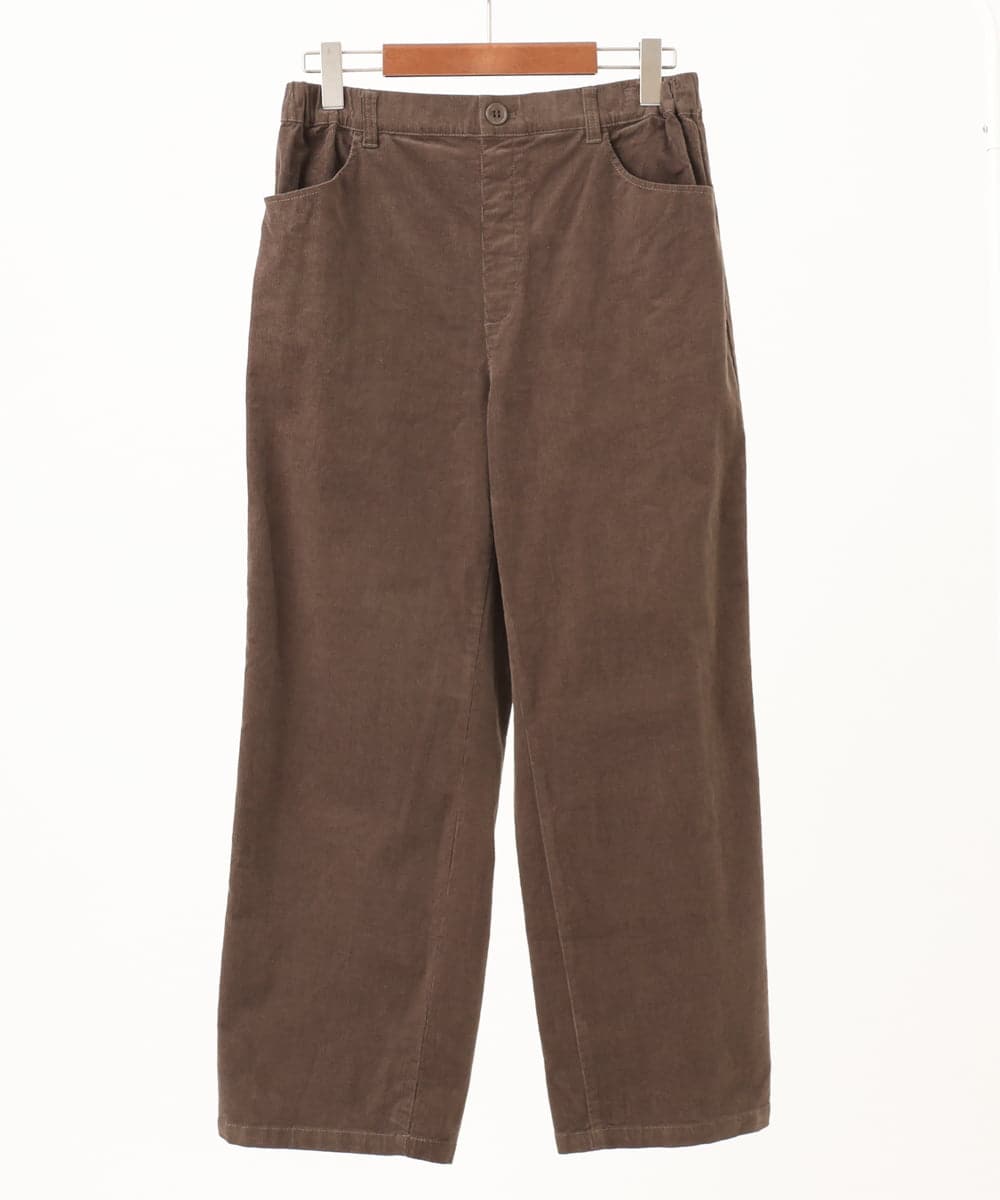 OLLLD02109 eur3(エウルキューブ) 【野呂佳代さん着用/大きいサイズ】コーデュロイワイドストレートパンツ カーキ