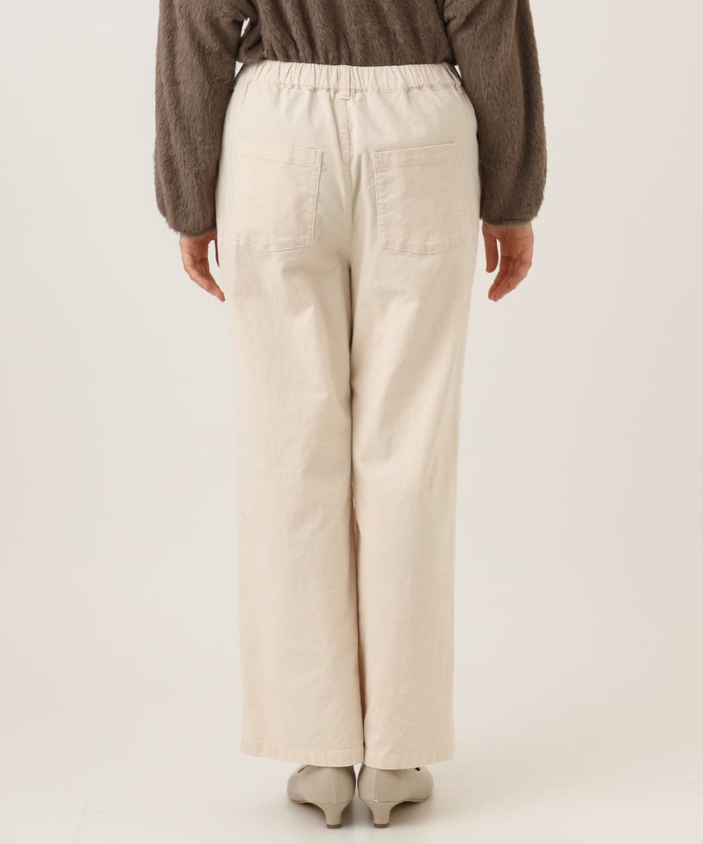 OLLLD02109 eur3(エウルキューブ) 【野呂佳代さん着用/大きいサイズ】コーデュロイワイドストレートパンツ アイボリー
