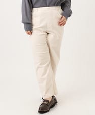OLLLD02109 eur3(エウルキューブ) 【野呂佳代さん着用/大きいサイズ】コーデュロイワイドストレートパンツ アイボリー