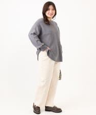 OLLLD02109 eur3(エウルキューブ) 【野呂佳代さん着用/大きいサイズ】コーデュロイワイドストレートパンツ アイボリー