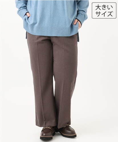 OLLLD19099 eur3 【大きいサイズ/ 裏起毛】センタープレスチェック柄ストレートパンツ