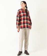 OLLLP22080 eur3(エウルキューブ) 【大きいサイズ】さらさらストレッチ裏起毛ストレートパンツ ライトグレー(91)