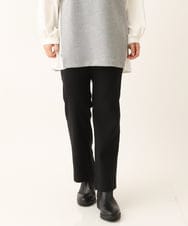 OLLLS10099 eur3(エウルキューブ) 【雑誌掲載】【大きいサイズ】ジャカードストレートパンツ ブラック(94)
