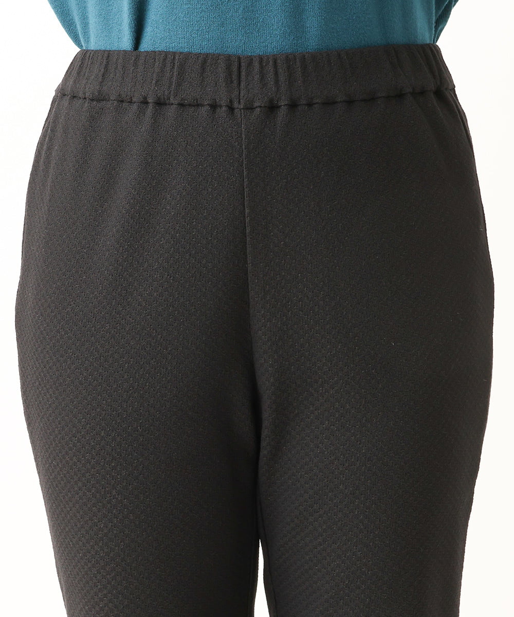 OLLLS10099 eur3(エウルキューブ) 【雑誌掲載】【大きいサイズ】ジャカードストレートパンツ ブラック(94)