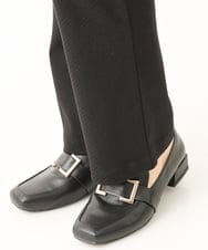 OLLLS10099 eur3(エウルキューブ) 【雑誌掲載】【大きいサイズ】ジャカードストレートパンツ ブラック(94)