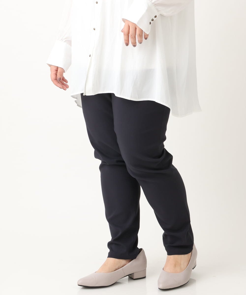 OLLLS12089 eur3(エウルキューブ) 【シリーズ累計販売1万5千枚！】【大きいサイズ】さらさらストレッチ裏起毛テーパードパンツ ネイビー(57)
