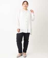 OLLLS12089 eur3(エウルキューブ) 【シリーズ累計販売1万5千枚！】【大きいサイズ】さらさらストレッチ裏起毛テーパードパンツ ネイビー(57)
