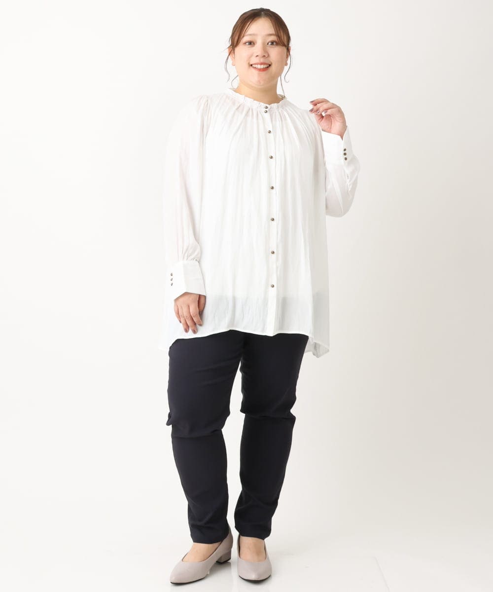 OLLLS12089 eur3(エウルキューブ) 【シリーズ累計販売1万5千枚！】【大きいサイズ】さらさらストレッチ裏起毛テーパードパンツ ネイビー(57)