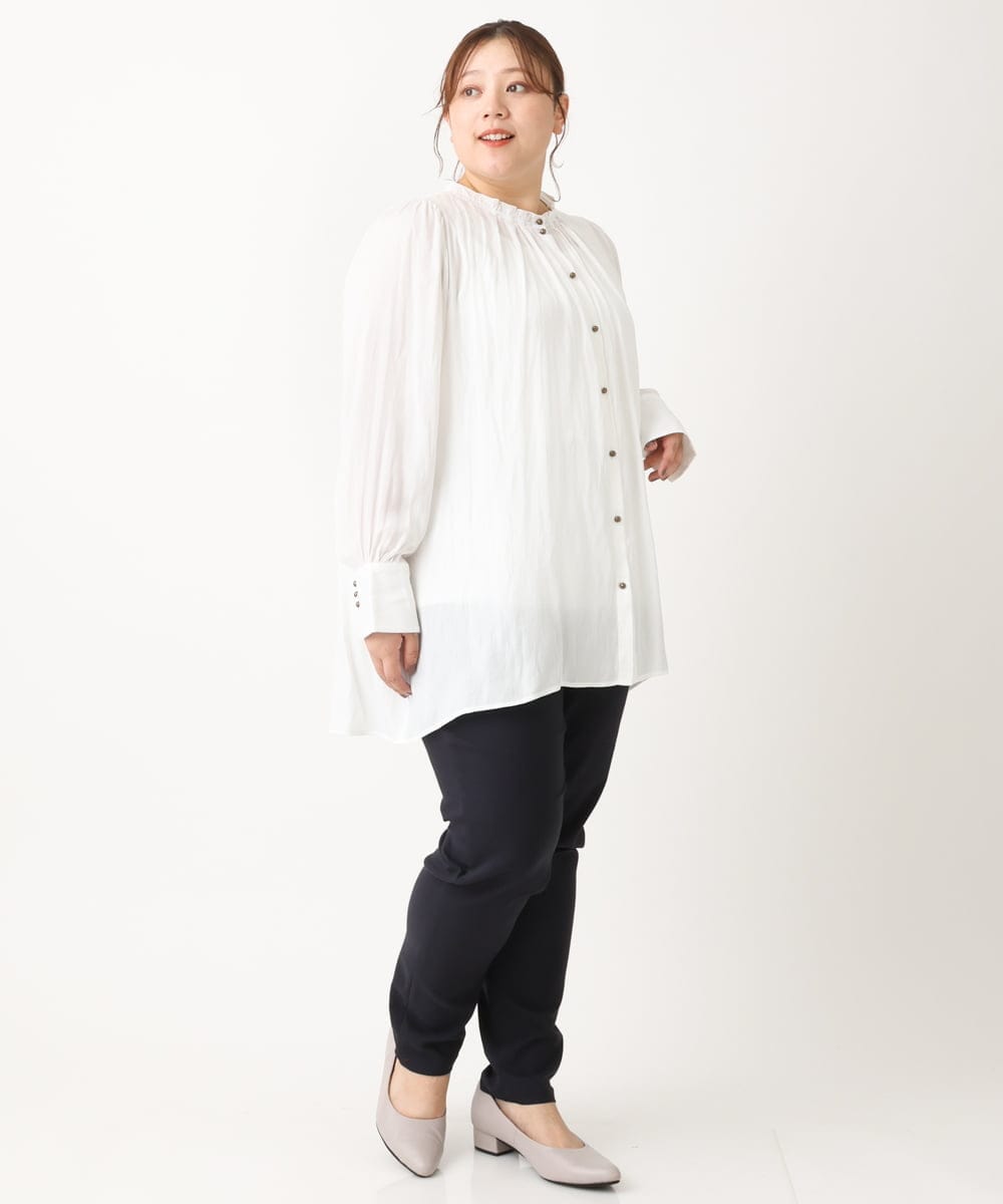 OLLLS12089 eur3(エウルキューブ) 【シリーズ累計販売1万5千枚！】【大きいサイズ】さらさらストレッチ裏起毛テーパードパンツ ネイビー(57)