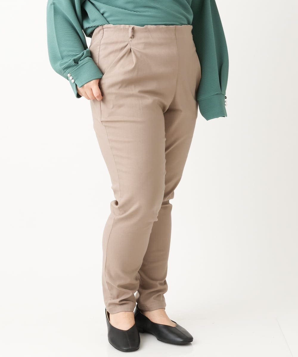 OLLLS12089 eur3(エウルキューブ) 【シリーズ累計販売1万5千枚！】【大きいサイズ】さらさらストレッチ裏起毛テーパードパンツ モカ(84)