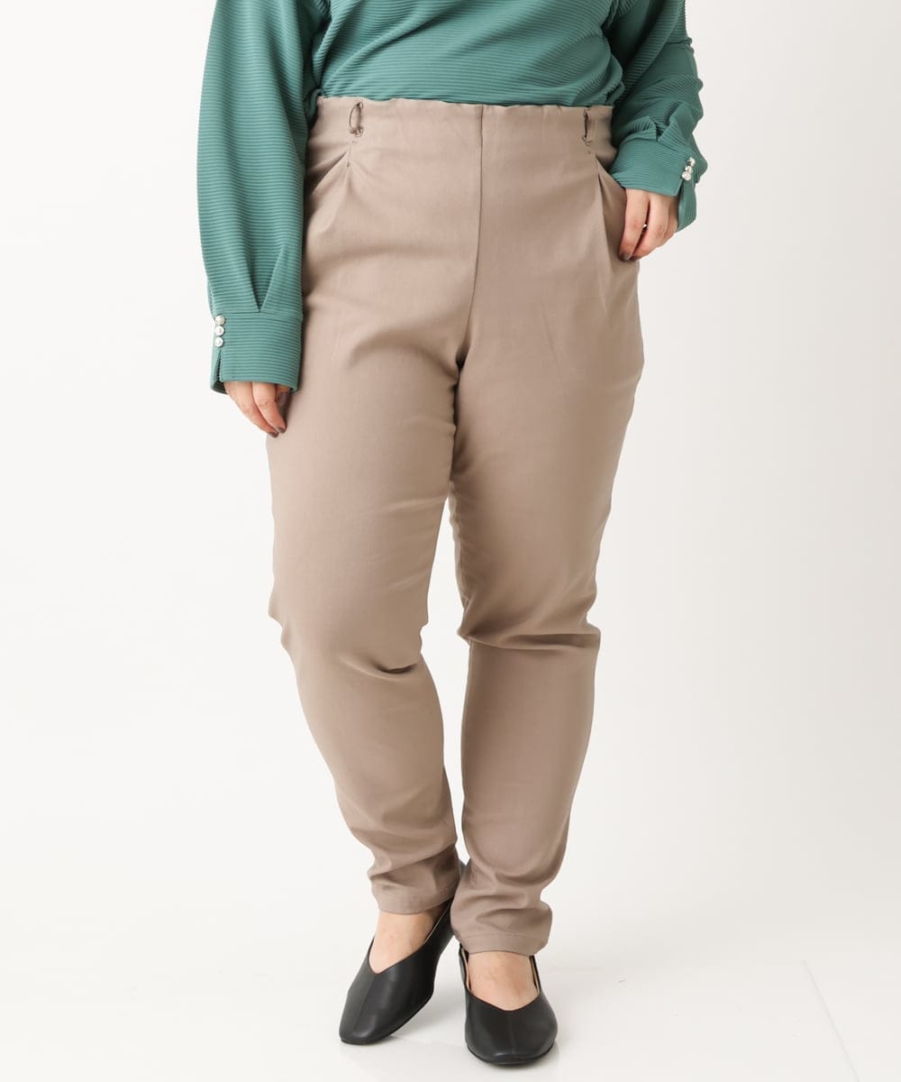 OLLLS12089 eur3(エウルキューブ) 【シリーズ累計販売1万5千枚！】【大きいサイズ】さらさらストレッチ裏起毛テーパードパンツ モカ(84)