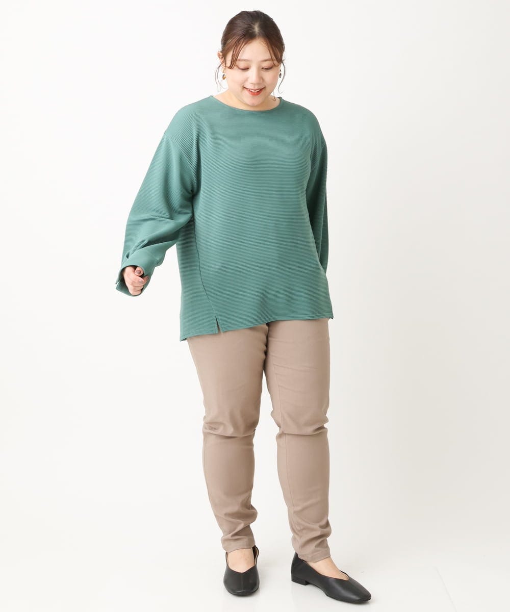 OLLLS12089 eur3(エウルキューブ) 【シリーズ累計販売1万5千枚！】【大きいサイズ】さらさらストレッチ裏起毛テーパードパンツ モカ(84)