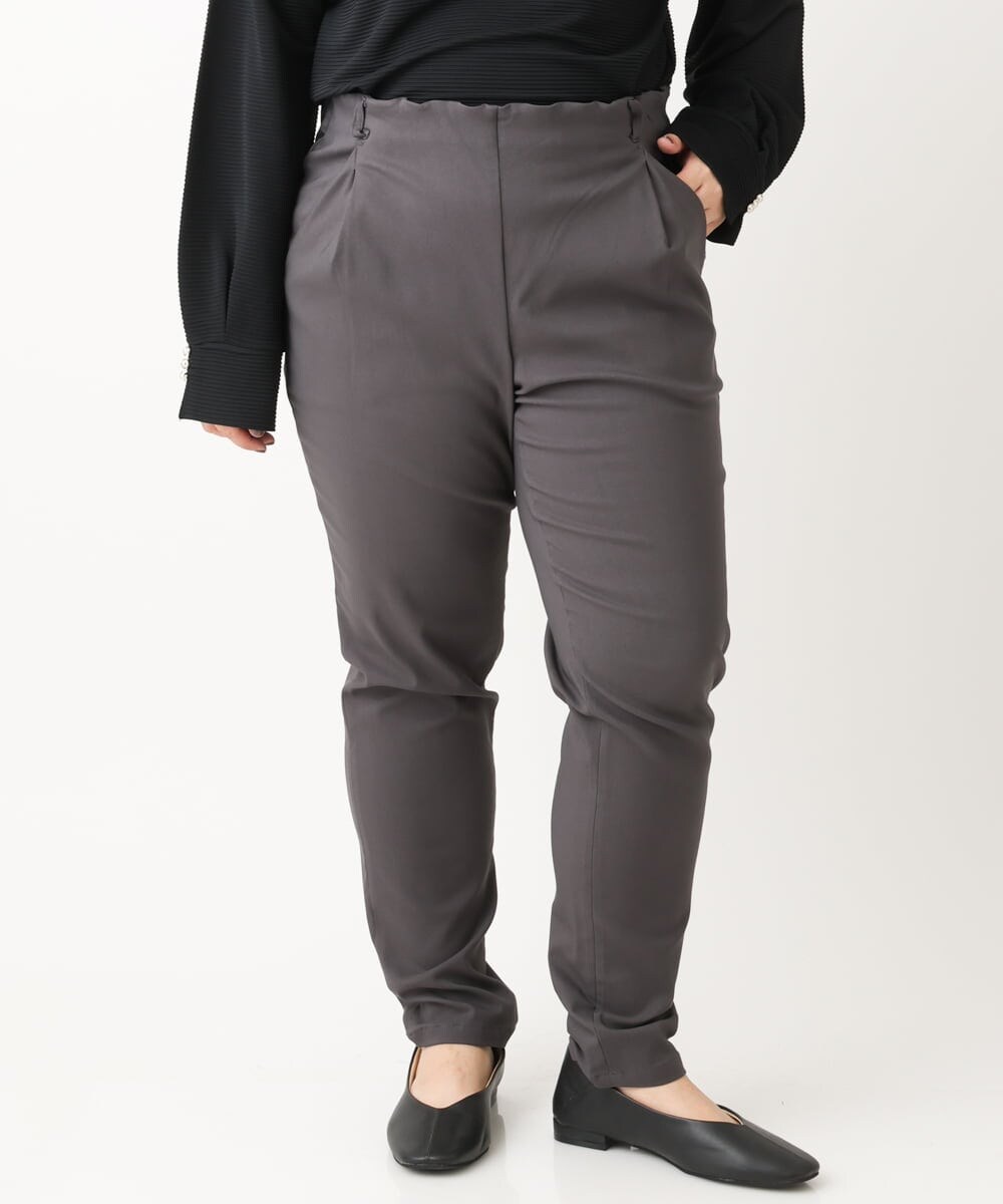 OLLLS12089 eur3(エウルキューブ) 【シリーズ累計販売1万5千枚！】【大きいサイズ】さらさらストレッチ裏起毛テーパードパンツ ダークグレー(93)