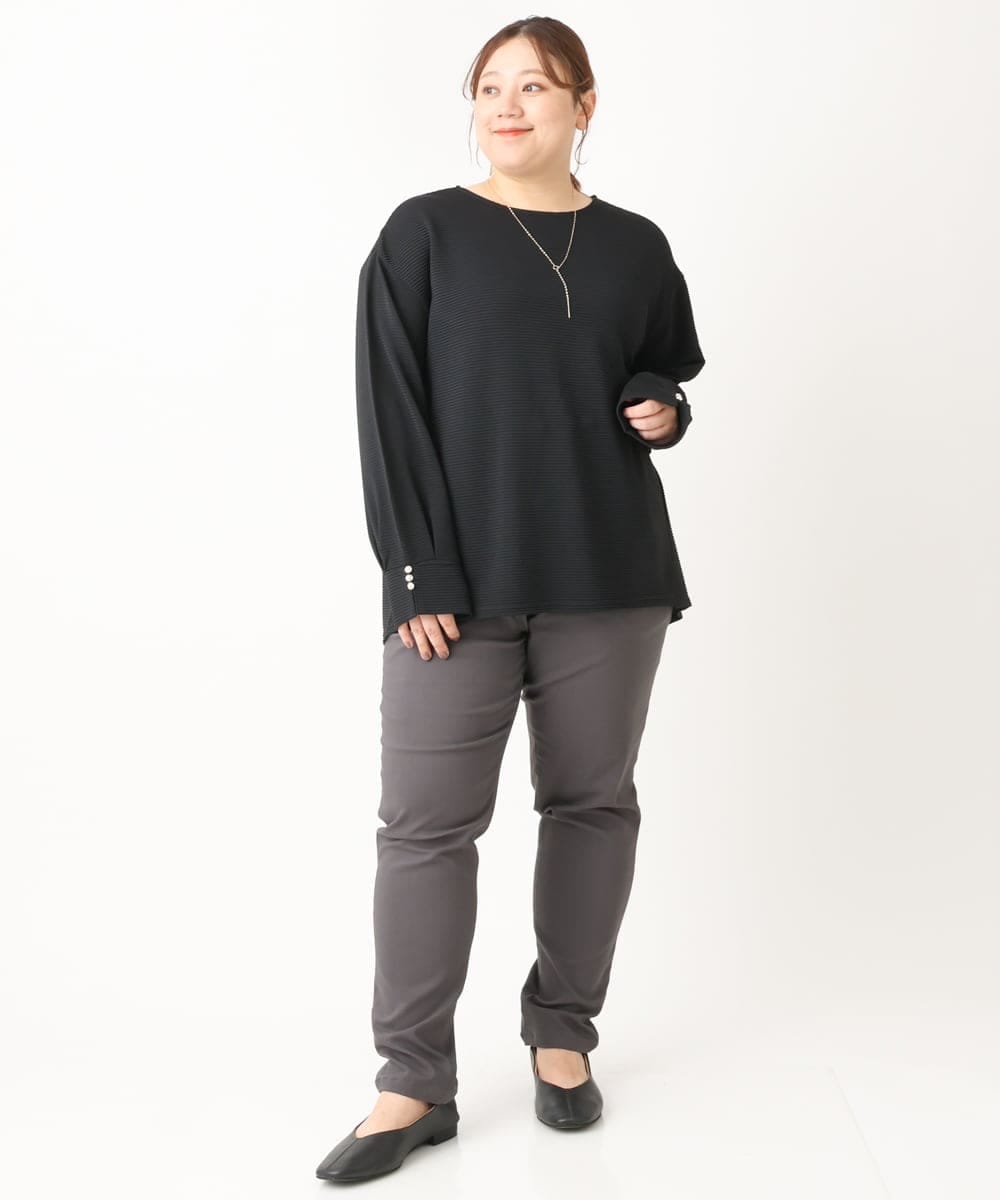 OLLLS12089 eur3(エウルキューブ) 【シリーズ累計販売1万5千枚！】【大きいサイズ】さらさらストレッチ裏起毛テーパードパンツ ダークグレー(93)