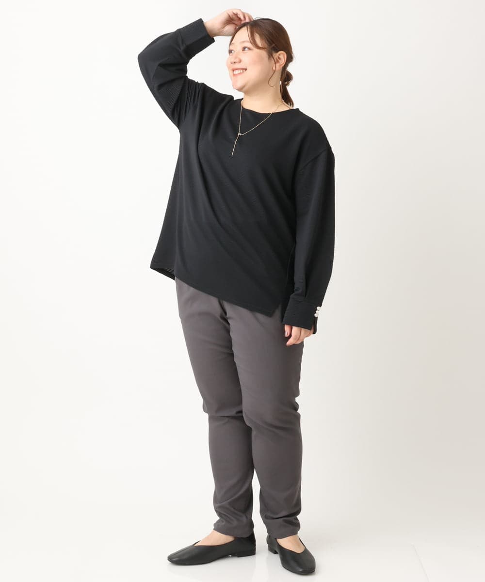OLLLS12089 eur3(エウルキューブ) 【シリーズ累計販売1万5千枚！】【大きいサイズ】さらさらストレッチ裏起毛テーパードパンツ ダークグレー(93)