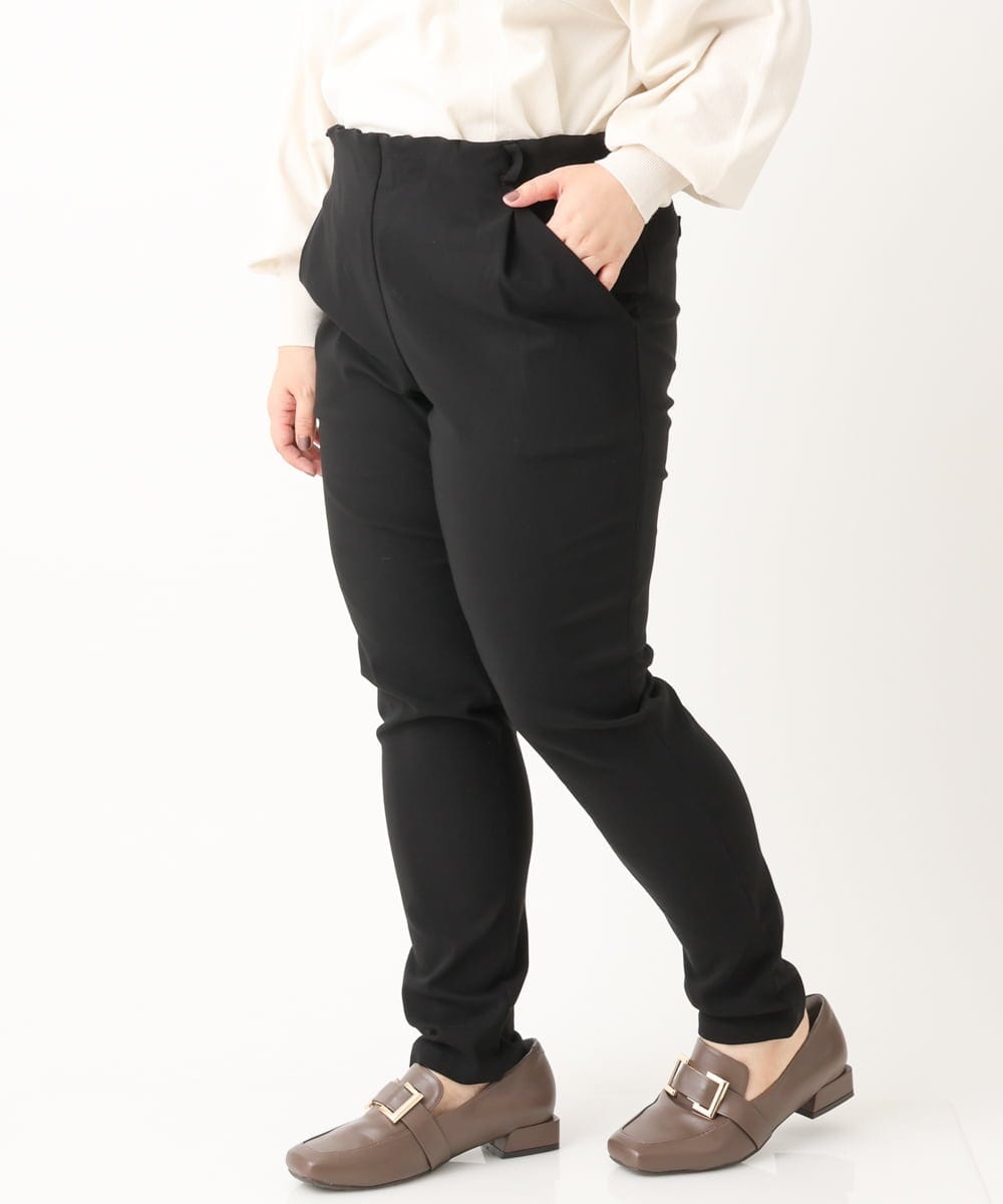 OLLLS12089 eur3(エウルキューブ) 【シリーズ累計販売1万5千枚！】【大きいサイズ】さらさらストレッチ裏起毛テーパードパンツ ブラック(94)