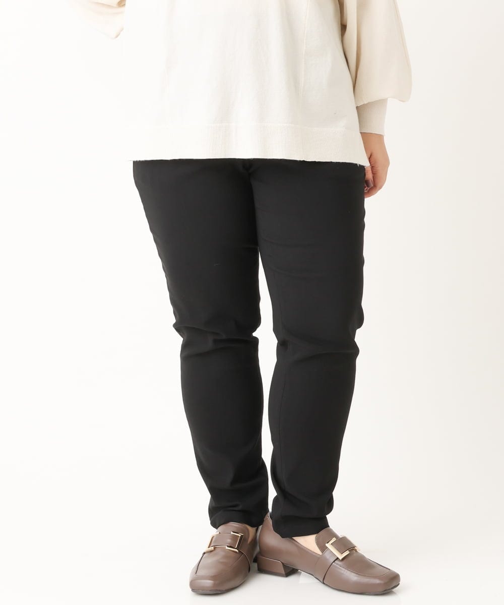 OLLLS12089 eur3(エウルキューブ) 【シリーズ累計販売1万5千枚！】【大きいサイズ】さらさらストレッチ裏起毛テーパードパンツ ブラック(94)