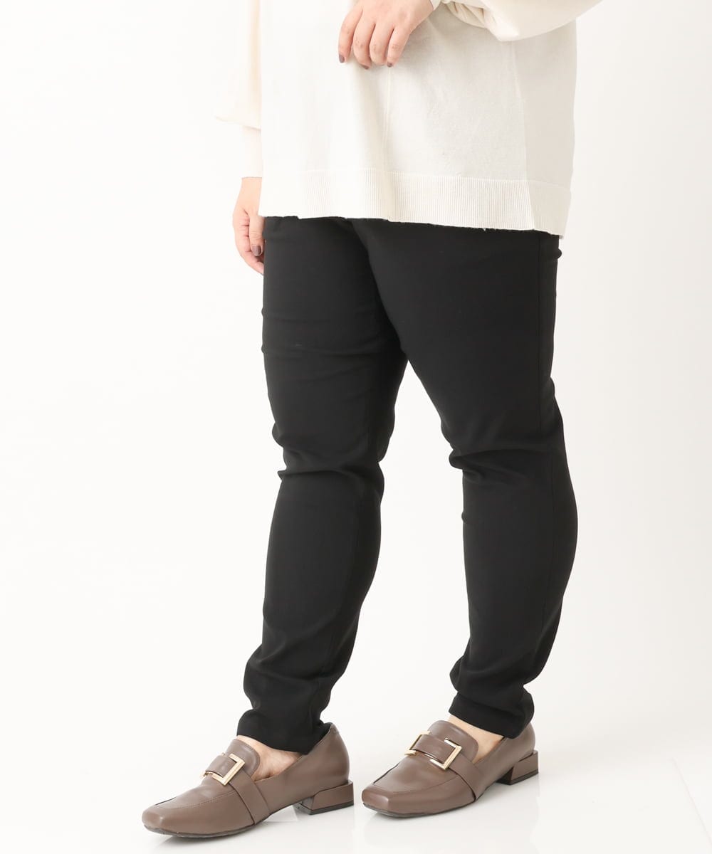 OLLLS12089 eur3(エウルキューブ) 【シリーズ累計販売1万5千枚！】【大きいサイズ】さらさらストレッチ裏起毛テーパードパンツ ブラック(94)