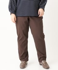 OLLLS13089 eur3(エウルキューブ) 【大きいサイズ】さらさらストレッチ裏起毛ストレートパンツ ダークブラウン(87)