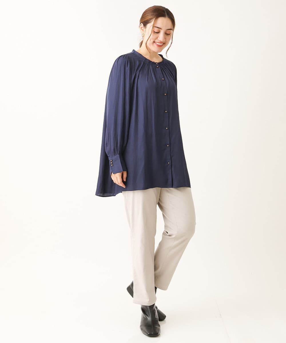 OLLLS13089 eur3(エウルキューブ) 【大きいサイズ】さらさらストレッチ裏起毛ストレートパンツ ライトグレー(91)