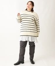 OLLLS13089 eur3(エウルキューブ) 【大きいサイズ】さらさらストレッチ裏起毛ストレートパンツ ダークグレー(93)