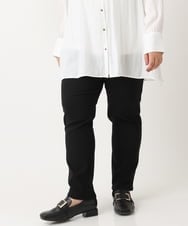 OLLLS13089 eur3(エウルキューブ) 【大きいサイズ】さらさらストレッチ裏起毛ストレートパンツ ブラック(94)