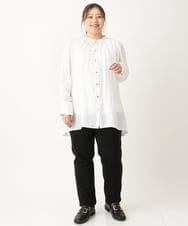 OLLLS13089 eur3(エウルキューブ) 【大きいサイズ】さらさらストレッチ裏起毛ストレートパンツ ブラック(94)