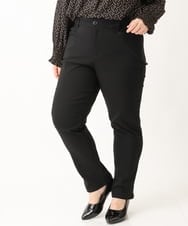 OLLLS13089 eur3(エウルキューブ) 【大きいサイズ】さらさらストレッチ裏起毛ストレートパンツ ブラック(94)