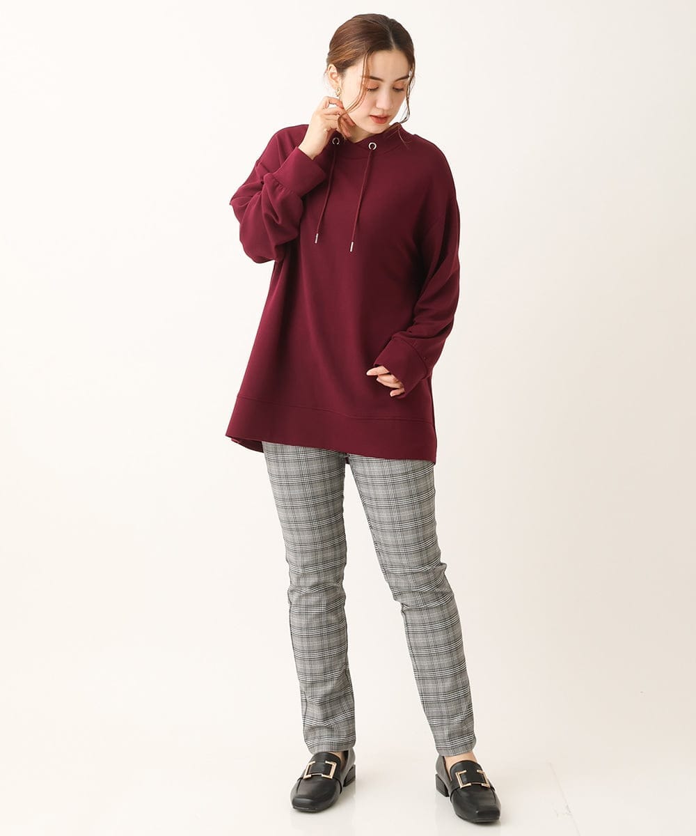 OLLLS31089 eur3(エウルキューブ) 【大きいサイズ/11号サイズあり】裏起毛ストレッチチェック柄パンツ グレー(92)