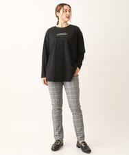 OLLLS31089 eur3(エウルキューブ) 【大きいサイズ/11号サイズあり】裏起毛ストレッチチェック柄パンツ グレー(92)