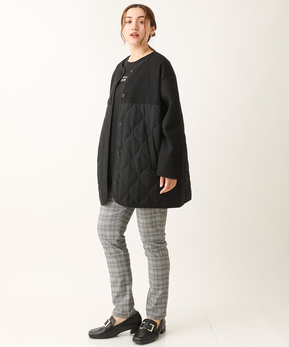 OLLLS31089 eur3(エウルキューブ) 【大きいサイズ/11号サイズあり】裏起毛ストレッチチェック柄パンツ グレー(92)