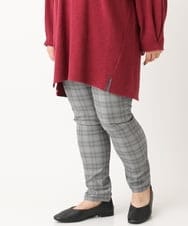 OLLLS31089 eur3(エウルキューブ) 【大きいサイズ/11号サイズあり】裏起毛ストレッチチェック柄パンツ グレー(92)