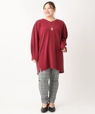 OLLLS31089 eur3(エウルキューブ) 【大きいサイズ/11号サイズあり】裏起毛ストレッチチェック柄パンツ グレー(92)