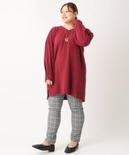 OLLLS31089 eur3(エウルキューブ) 【大きいサイズ/11号サイズあり】裏起毛ストレッチチェック柄パンツ グレー(92)