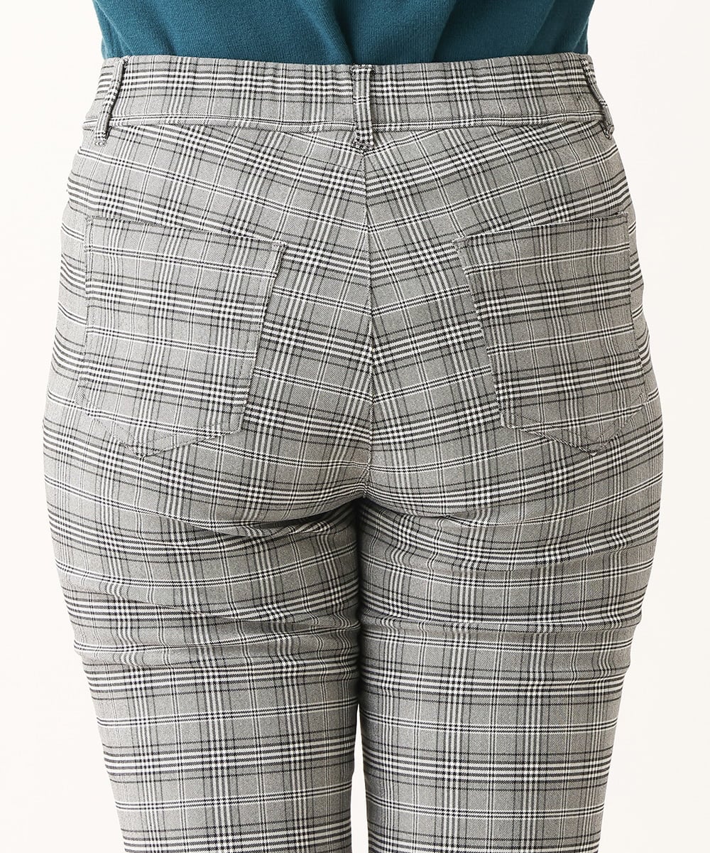 OLLLS31089 eur3(エウルキューブ) 【大きいサイズ/11号サイズあり】裏起毛ストレッチチェック柄パンツ グレー(92)