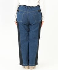 OLLLV07099 eur3(エウルキューブ) 【雑誌掲載】【大きいサイズ】ブロッキングデニムパンツ ブルー(55)