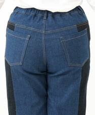 OLLLV07099 eur3(エウルキューブ) 【雑誌掲載】【大きいサイズ】ブロッキングデニムパンツ ブルー(55)