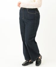 OLLLV07099 eur3(エウルキューブ) 【雑誌掲載】【大きいサイズ】ブロッキングデニムパンツ ネイビー(57)