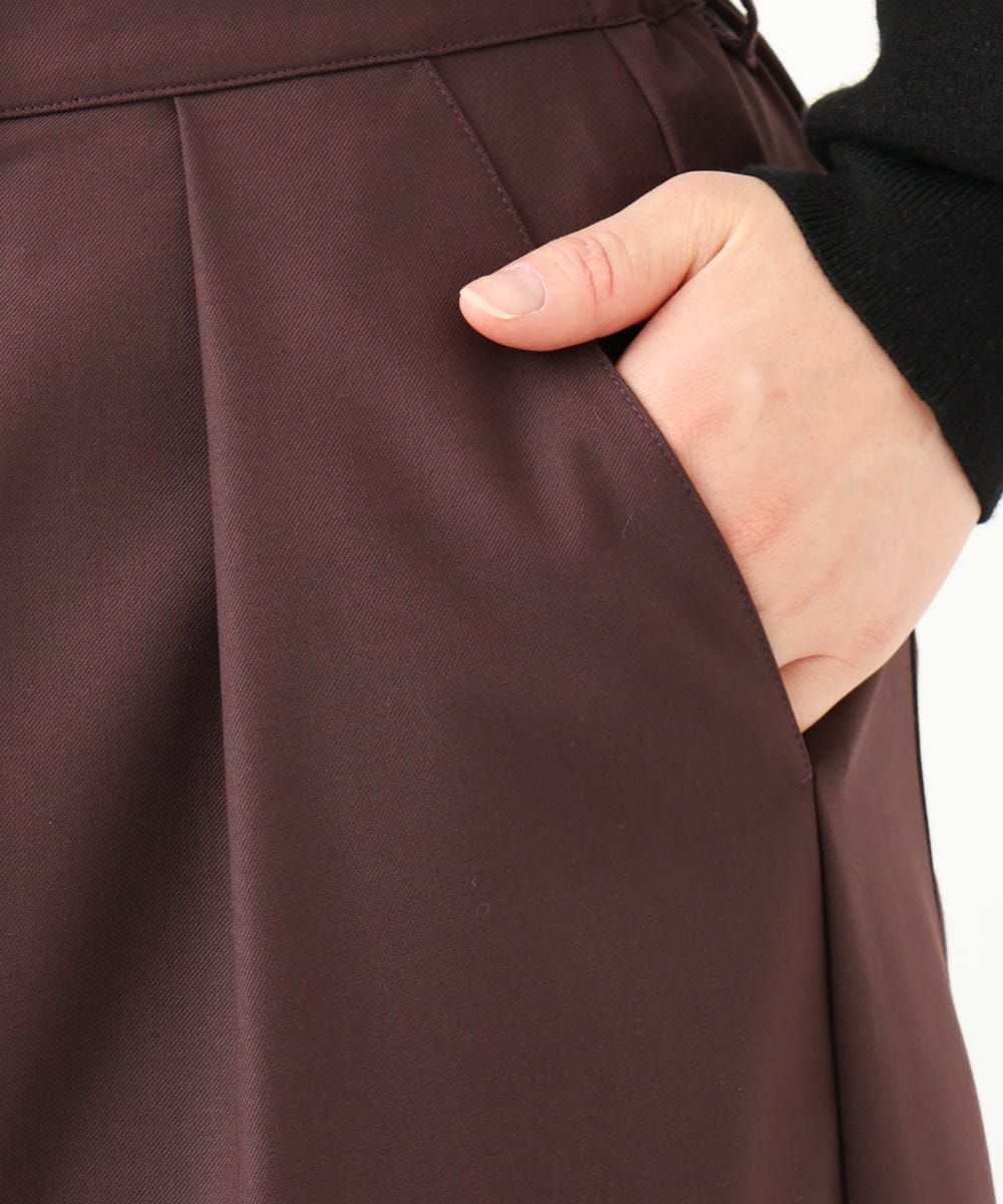 OLLLV25129 eur3(エウルキューブ) 【大きいサイズ】タックパンツ ダークブラウン(87）