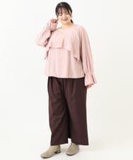 OLLLV25129 eur3(エウルキューブ) 【大きいサイズ】タックパンツ ダークブラウン(87）