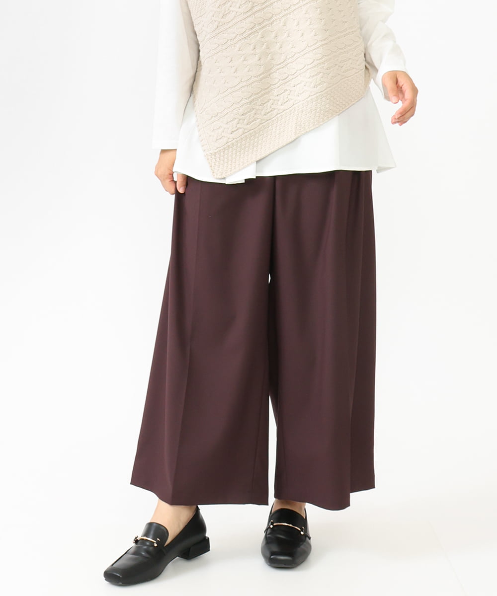 OLLLV25129 eur3(エウルキューブ) 【大きいサイズ】タックパンツ ダークブラウン(87）