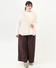 OLLLV25129 eur3(エウルキューブ) 【大きいサイズ】タックパンツ ダークブラウン(87）