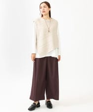 OLLLV25129 eur3(エウルキューブ) 【大きいサイズ】タックパンツ ダークブラウン(87）