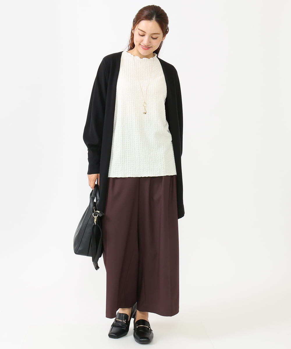 OLLLV25129 eur3(エウルキューブ) 【大きいサイズ】タックパンツ ダークブラウン(87）