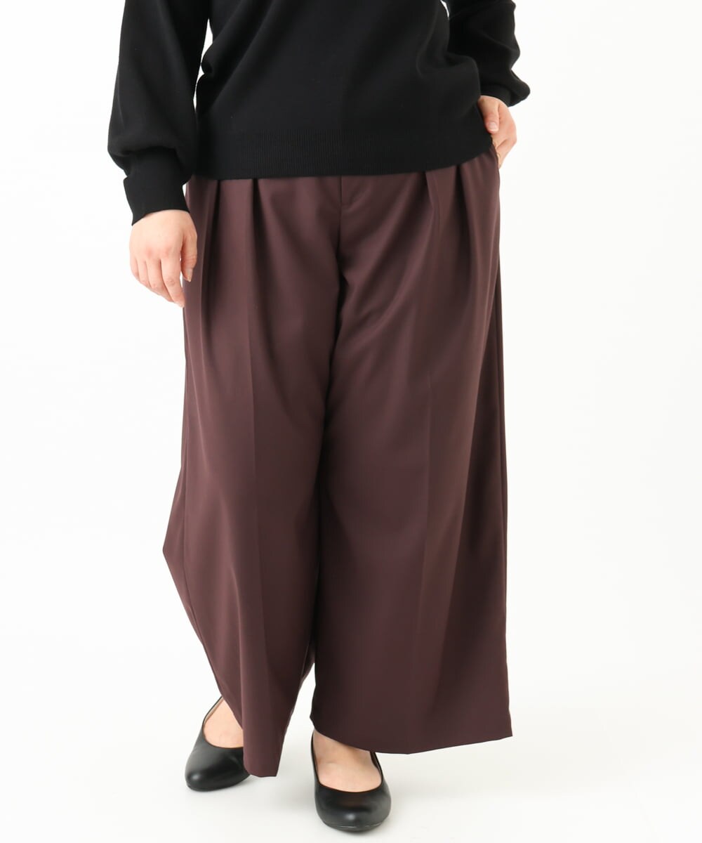 OLLLV25129 eur3(エウルキューブ) 【大きいサイズ】タックパンツ ダークブラウン(87）