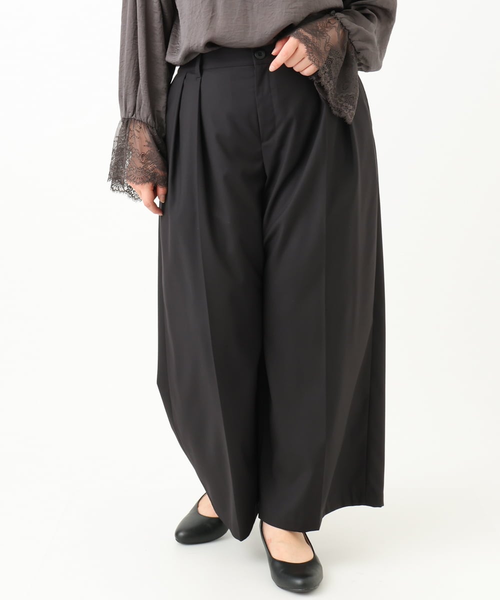 OLLLV25129 eur3(エウルキューブ) 【大きいサイズ】タックパンツ ブラック(94)